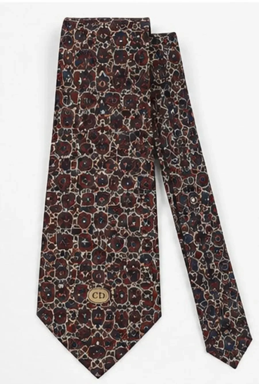 Christian Dior Monsieur Geometric Silk Necktie Blue Burgundy Italy